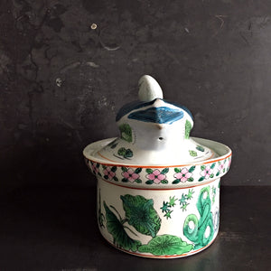 Vintage Midcentury Duck Tureen Covered Dish - Handpainted Asian Ceramic Dish