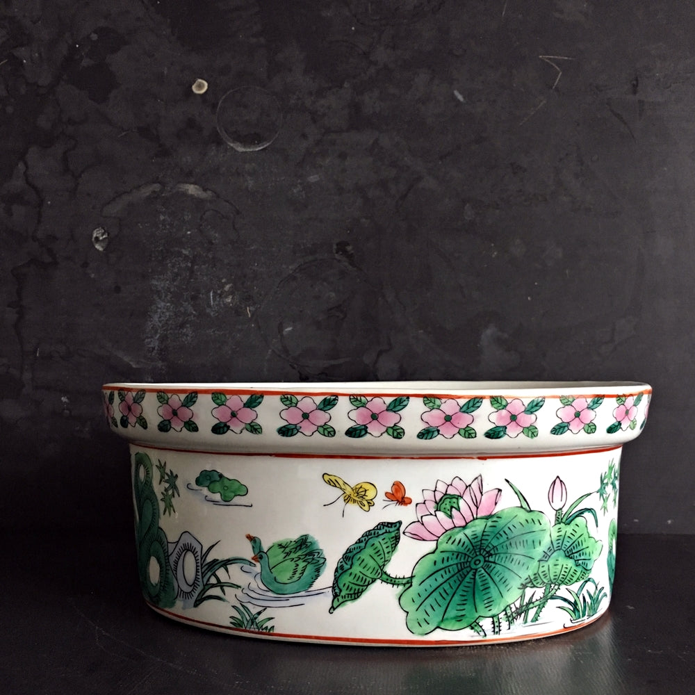 Vintage Midcentury Duck Tureen Covered Dish - Handpainted Asian Ceramic Dish