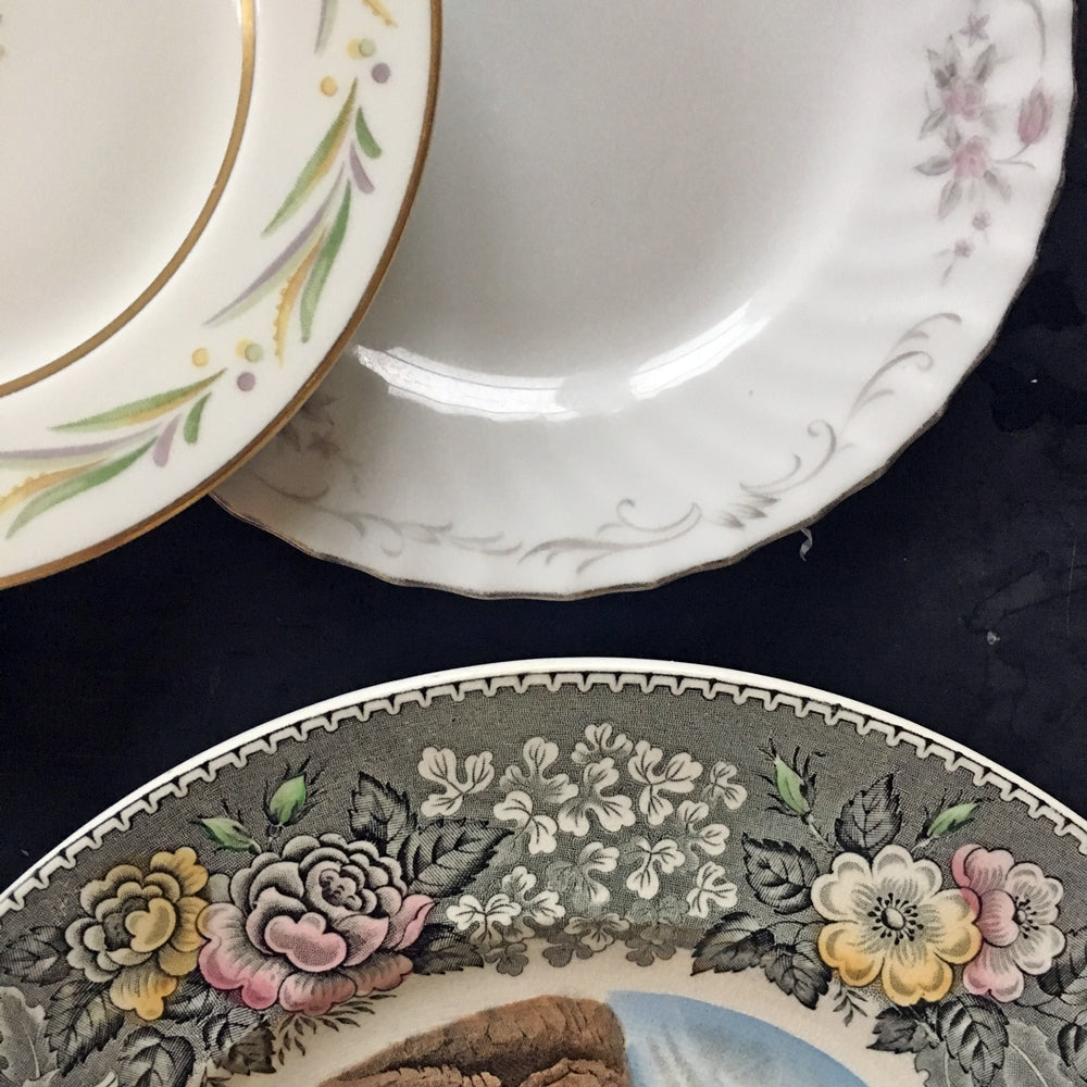 The Glimpsing Garden Collection - Vintage Mix & Match Floral China Plates - Set of 6