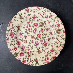 Rare Antique Floral Chintz Luncheon Plates - Set of Six - Made in Czechoslovakia circa 1918-1921