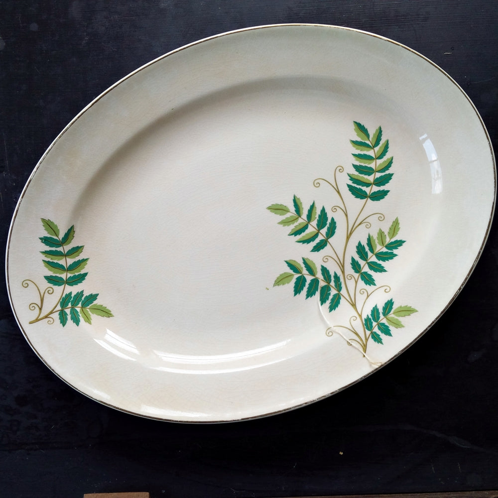 Edwin Knowles Chef Pattern Edwin M. Knowles Platter - Fernwood Pattern - Green 1940's Dishware ...