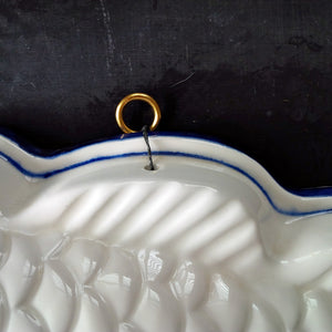 Large Ceramic Fish Mold Wall Hanging - Vintage Blue and White Knobler Japan