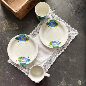 Morning Glory Demitasse Cups and Saucers - Pair of Two