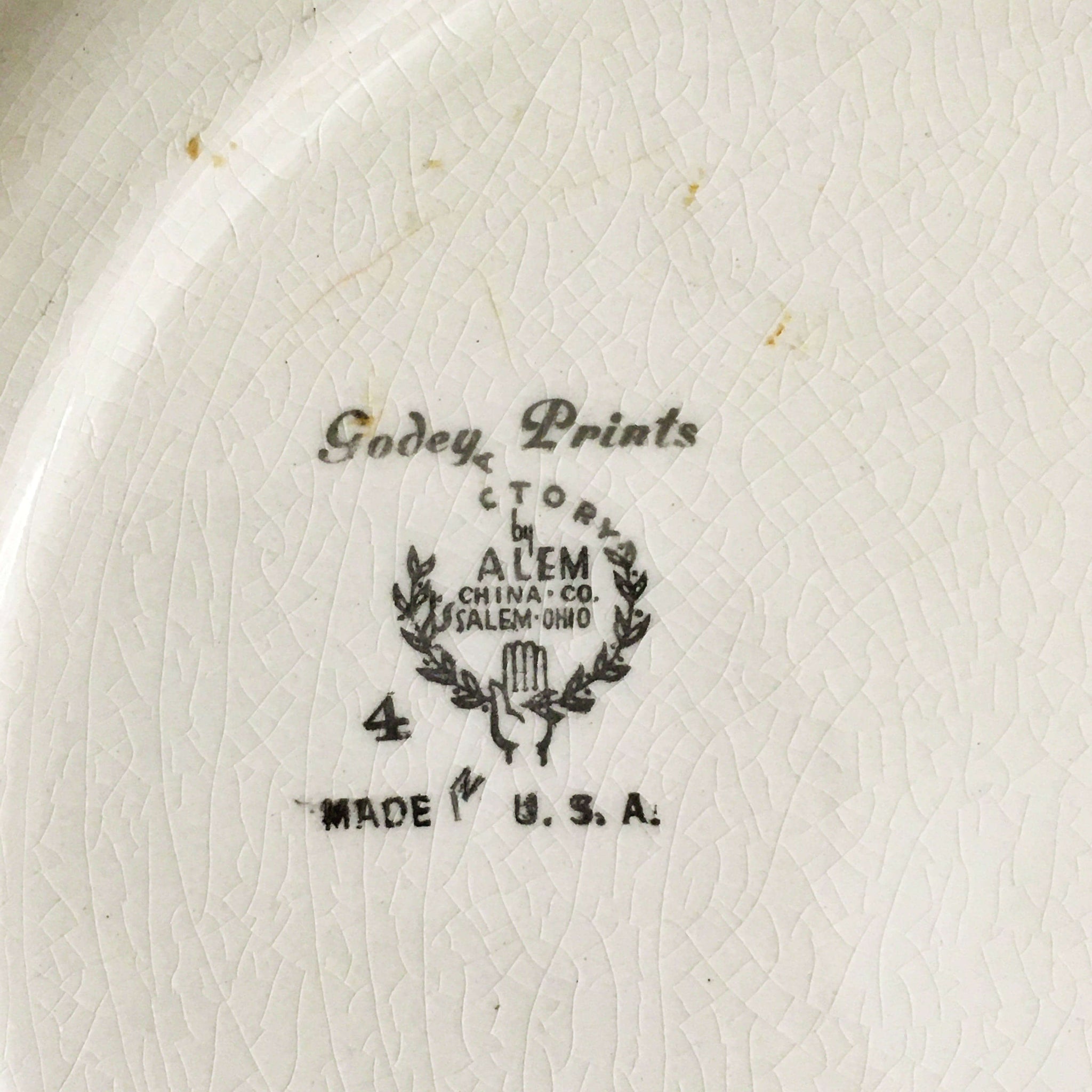 Vintage 1940s Godey Print Plate by Salem China Company - Victory Shape - 1800s Style Portrait Plates