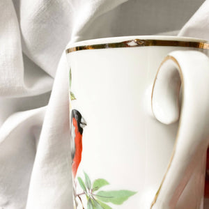 Vintage Bird Coffee Cups - Porcelain Pedestal Mugs - Made by Royal Crown Arnart Japan  - Lovebirds Series circa 1970s