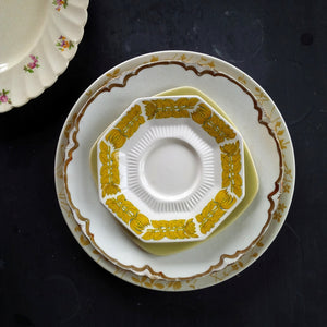 Vintage Mix & Match Floral Plates - Fields of Gold Collection - 1920's-1970s Dishware