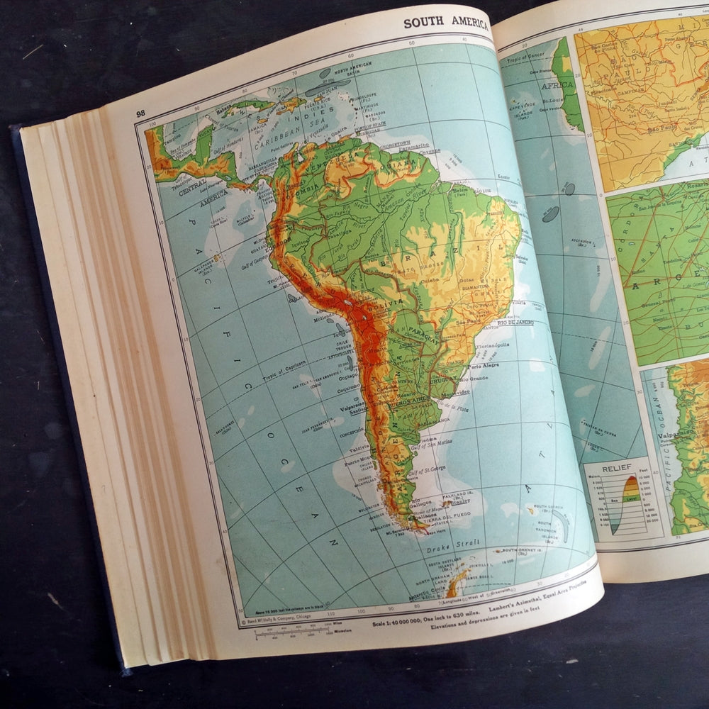 Vintage 1940's Atlas - Goode's School Atlas by J Paul Goode - Rand McNally & Company, 1947 Edition