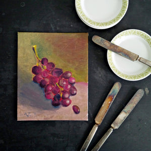 8x10 Portrait Painting of Grapes - Original Acrylic Still Life - Signed by the Artist