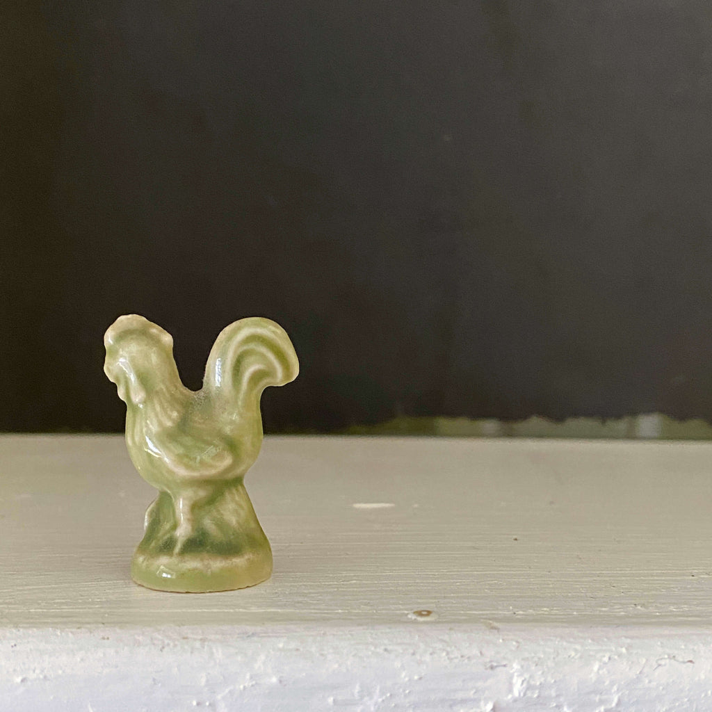 Mini Green Ceramic Rooster by Wade for Red Rose Tea