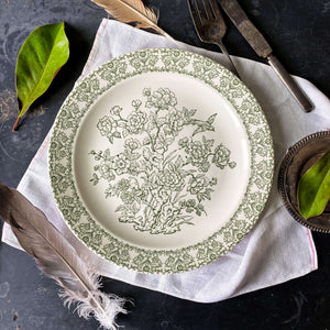 Vintage Royal China Chop Plate - Green Floral Bird Pattern circa 1954 - RESERVED for Christine