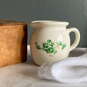 Vintage Creamer with Green Cabbage Roses