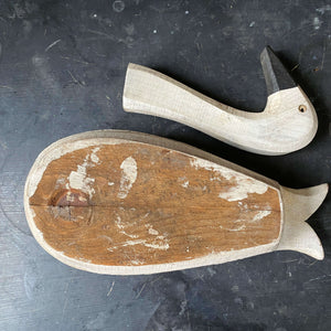 Primitive Handmade Wood Swan Decoy - Rustic Folk Art