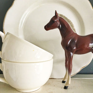 Vintage 1960s Hartland Plastics Horse Foal - Chestnut Brown Light Grey Mane - Midcentury Equestrian Decor Toys