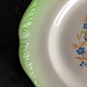 Rare Vintage 1970s Homer Laughlin Floral Platter - Green Spray Rim Tulip and Roses Bouquet