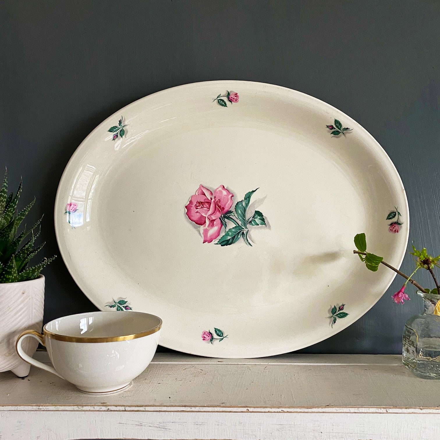 1950s Rhythm Rose Platter - Made By Homer Laughlin - Sold by Household Institute