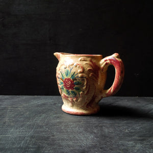 Vintage 1940's Japanese Majolica Pitcher - Handpainted Earthenware Pottery - Made in Japan
