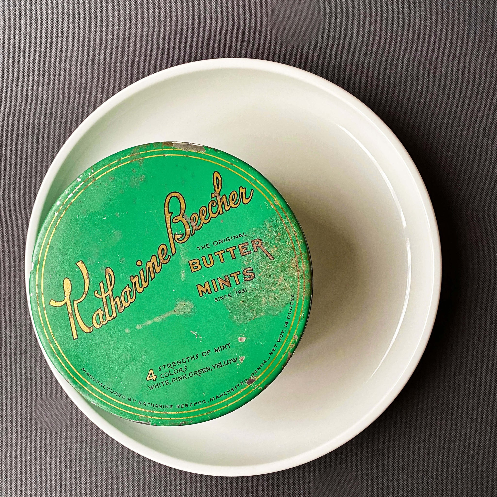 Vintage 1940s Candy Tin - Katharine Beecher Butter Mints