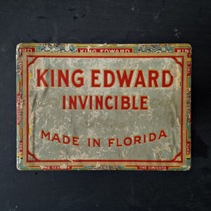 King Edward the Seventh Invincible Cigar Box - 1920s Extra Large Storage Container - Original Paper Labels