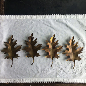 Vintage Metal Oak Leaves - Set of 4 Tapletop or Wall Mounted Autumn Decor {Reserved for Erin}