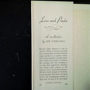 Love and Pasta - Joe Vergara - 1960's First Edition with Illustrations by Seymour Chwast - Memoir