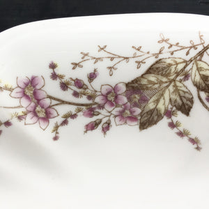 Antique Lazarus Straus & Sons Vegetable Dish with Scallopped Edges and Purple Flowers