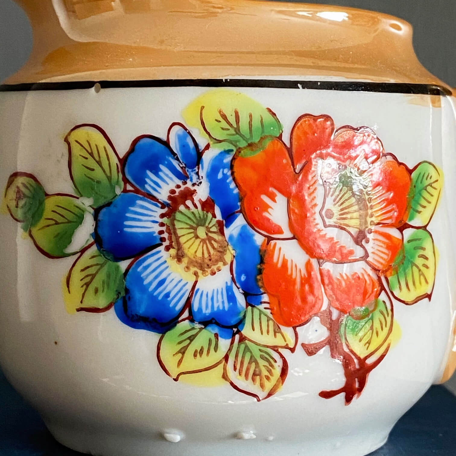 The Creamer of Many Calamities - Vintage Orange Lustreware Porcelain Creamer Made in Japan circa 1920-1940s