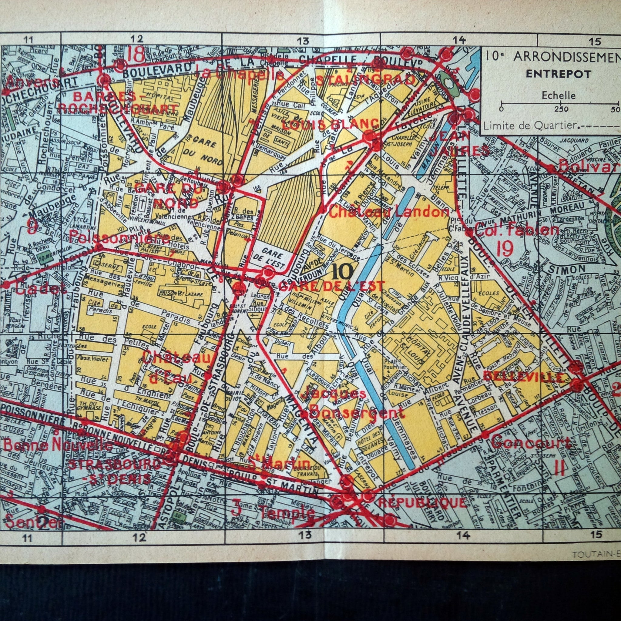 Antique Street Maps of Paris with Metro Stops - Toutain Editeur - Four Available