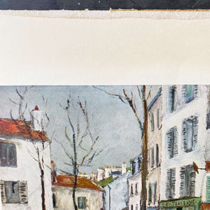 Vintage 1950s Utrillo Art Print - Place Du Tertre 11x14 - Abrams Art Print circa 1953