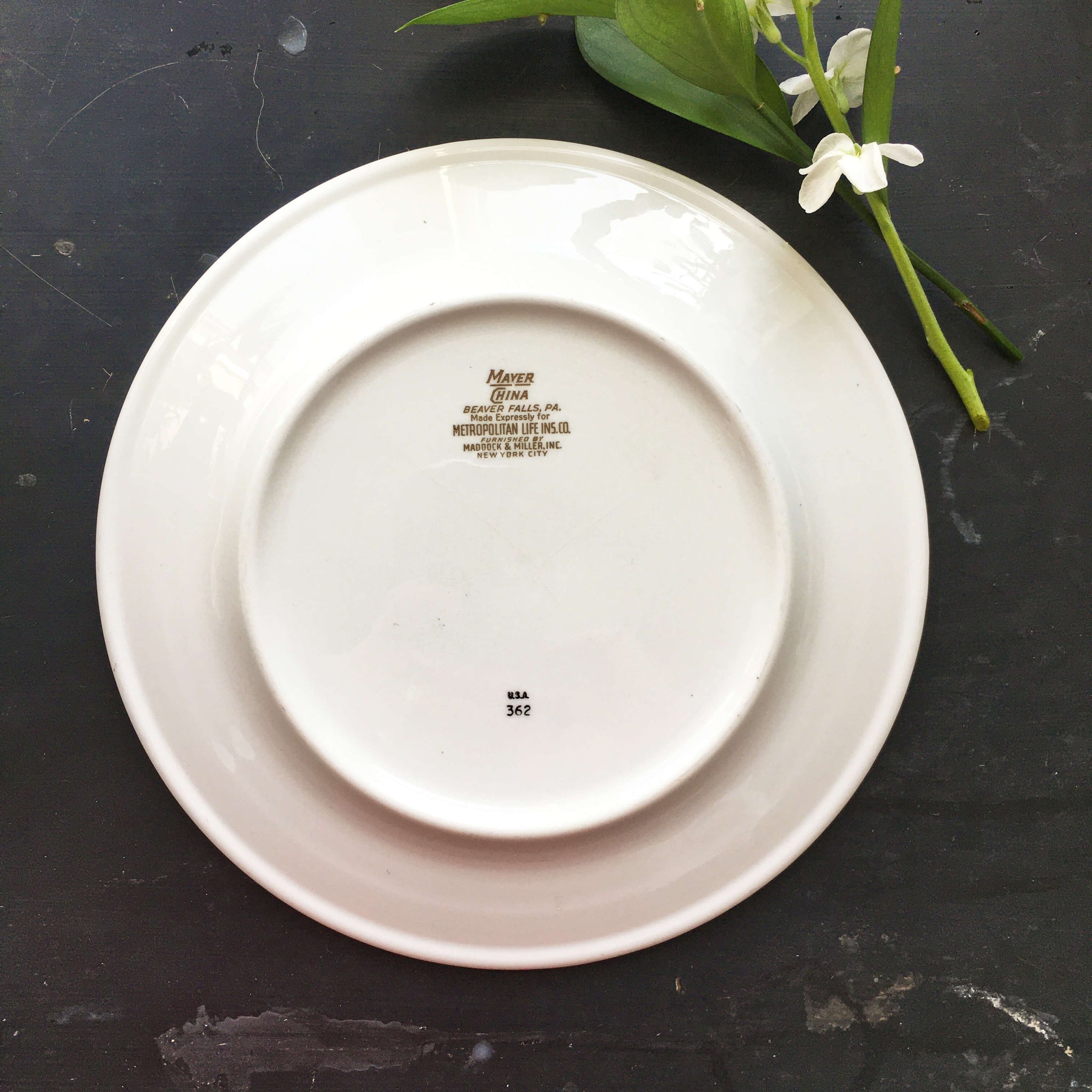 Vintage 1960s Metropolitan Life Insurance Company Luncheon Plate - Mayer China 1962 Restaurantware