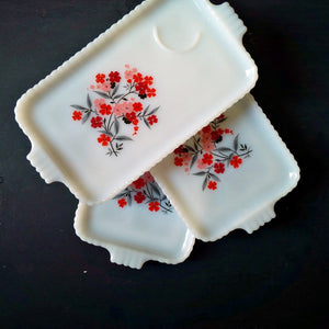 Fire King Snack Trays - Primrose Pattern - Early 1960's - Set of 3 Vintage Stacking Dishes