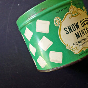 Vintage 1950's Snow Drop Mints Tin - E.G. Whitman & Co Philadephia - 6oz Size