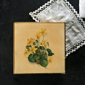 Vintage Italian Wood Box with Yellow Flowers - Made by Mottahedeh for Storage, Display and Keepsakes