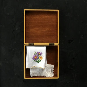 Vintage Italian Wood Box with Yellow Flowers - Made by Mottahedeh for Storage, Display and Keepsakes