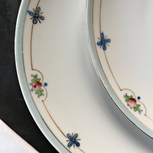 Antique Nippon Porcelain Luncheon Plates - Set of Two Handpainted Floral Dishware