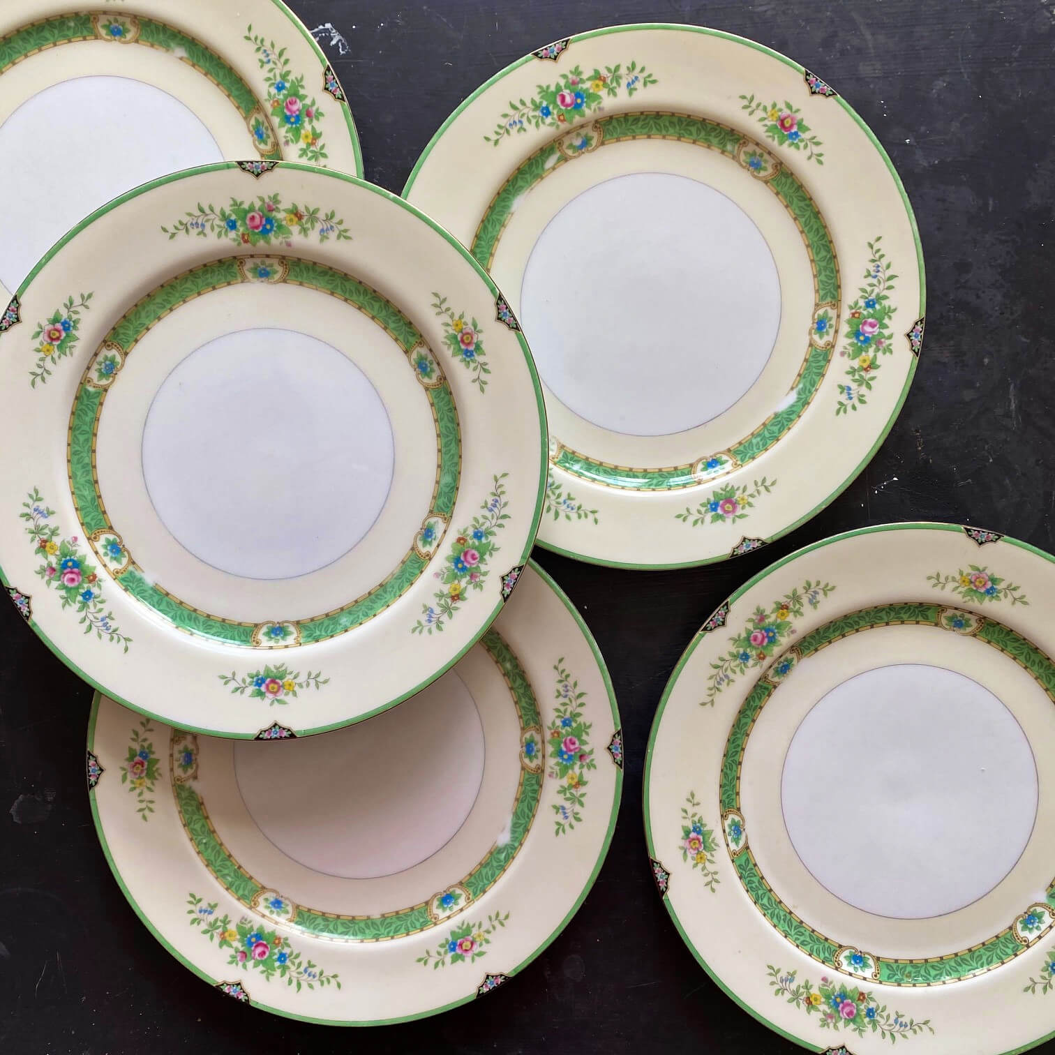 Antique Noritake Leandro Dinner Plates circa 1921-1924 - Set of Five Porcelain Plates
