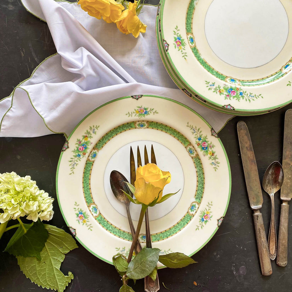 Antique Noritake Leandro Dinner Plates circa 1921-1924 - Set of Five Porcelain Plates