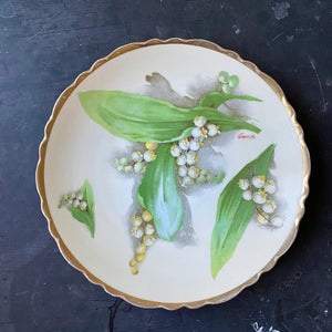 Antique Handpainted Porcelain Plate Featuring Lily of the Valley - Made by O & EG Royal Austria - Painted by Laporte circa 1899-1918