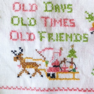 Vintage Christmas Embroidery Poem - 16x21 Pink and Green Holiday Decor