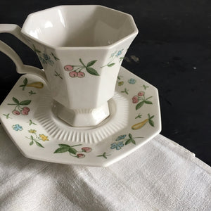 Vintage Independence Ironstone Teacup and Saucer - Old Orchard Pattern - 1960s Interpace Japan
