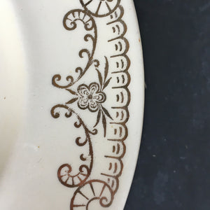 Vintage 1940's Paden City Pottery Platter - Ivory with Gold Floral Swags