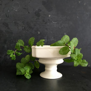 Vintage White Pedestal Vase Planter - Petite Garden Pot - Shabby Chic Home Decor