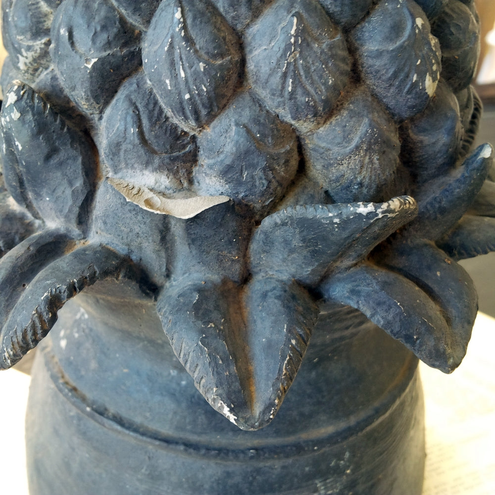 grey pineapple planter Vintage Pineapple Fountain Top Piece - Dark Grey Plaster Resin