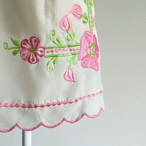 Vintage Semi-Sheer Embroidered Junior Party Apron - Size Extra Small