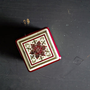 Vintage 1960's Pink & Gold Tin Box - Made in Holland - Square