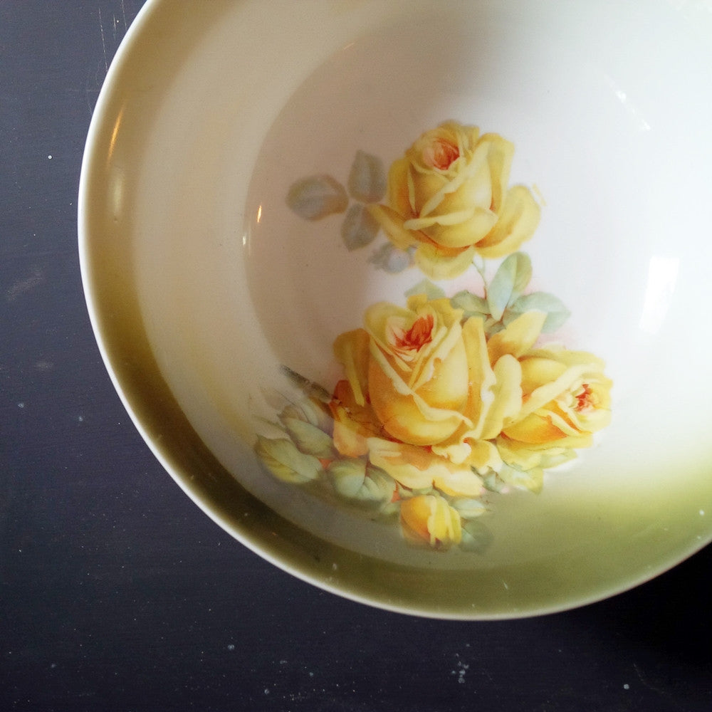 1920s Bavarian Porcelain Bowl - Yellow Rose Pattern - Made in Germany, PK Unity