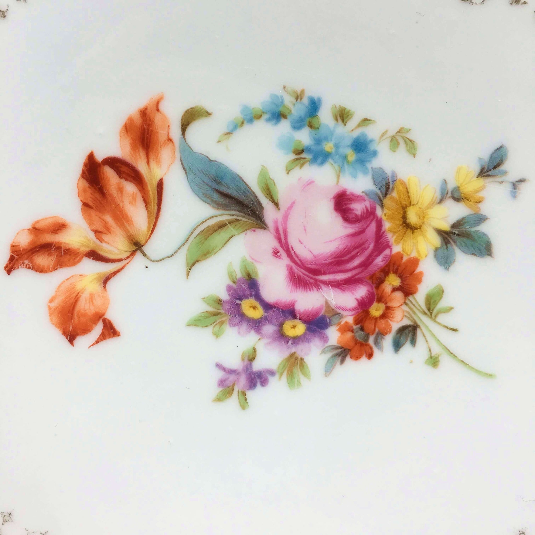 Antique German Blessings Wall Plate - An Gottes Segen - Floral Porcelain