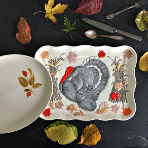 Vintage Hand-Painted Turkey Platter - 11x14 Unique Folk Art, Rare Pottery Mold, Bird Art