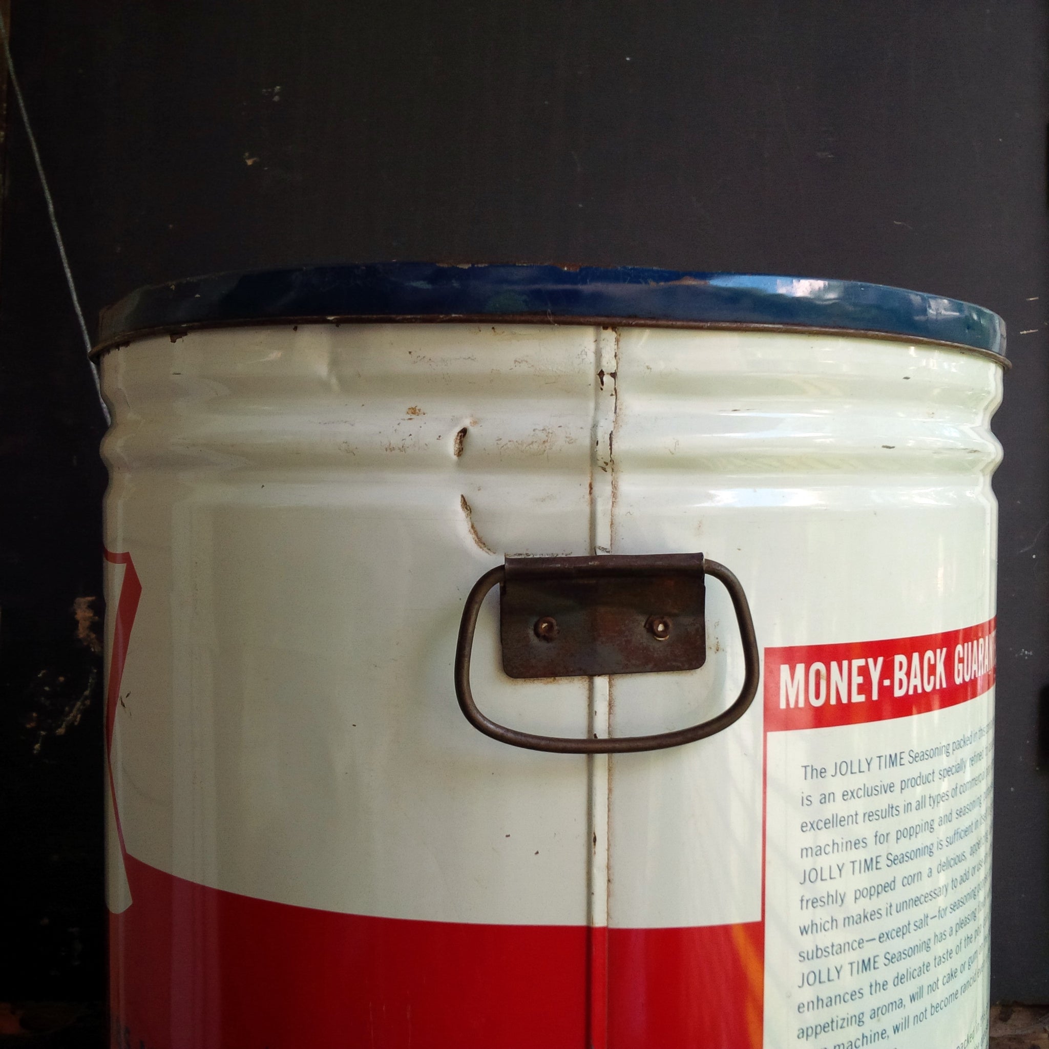 Vintage Jolly Time Popcorn Tin - 1940s Popcorn Seasoning Container 50lb Bulk