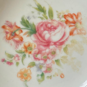 Vintage Japanese Lustreware Porcelain Bowl with Floral Center - Petite Shabby Chic Serving Bowl