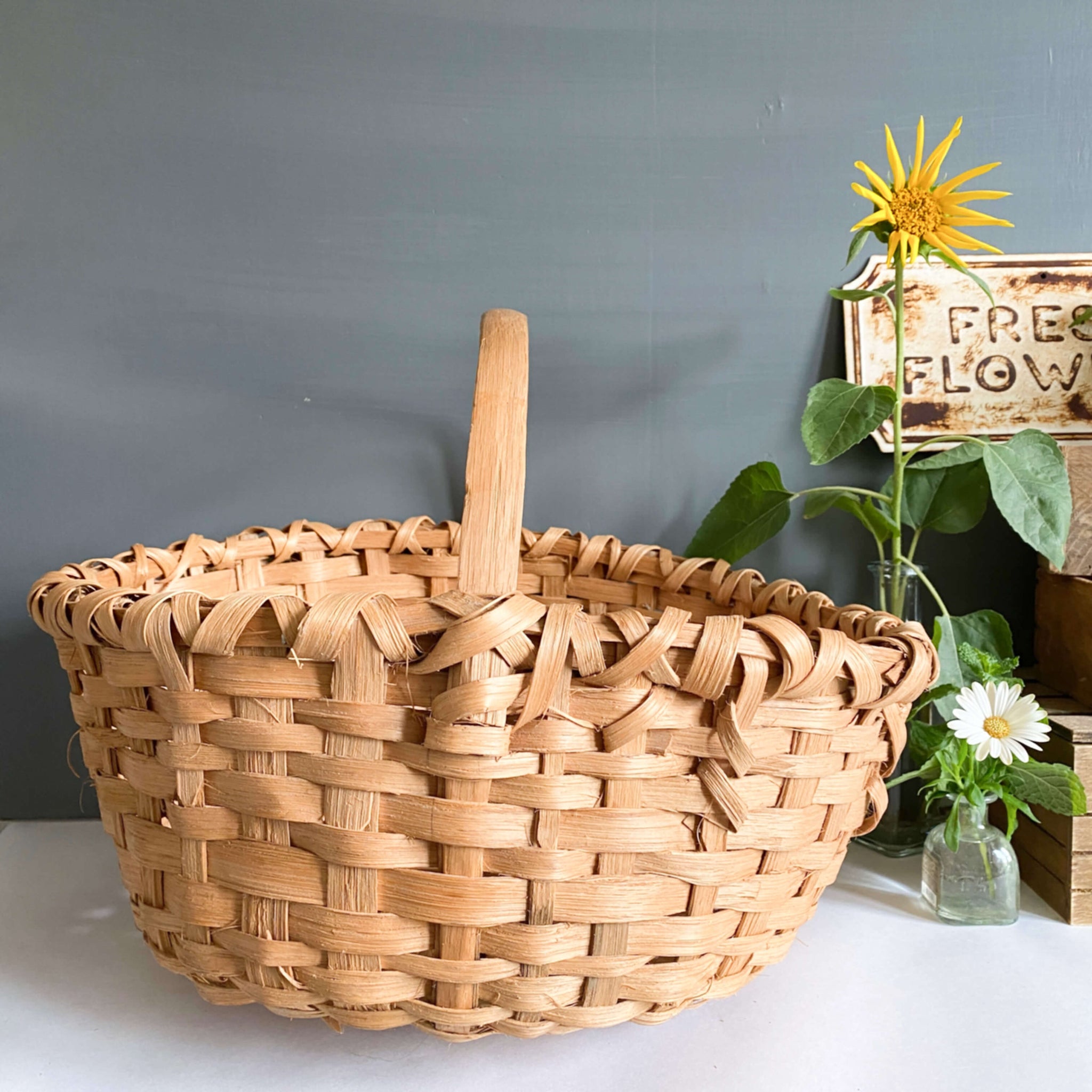 Garden Basket Handmade custom wooden basket with handle – Steel Roots Market